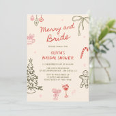 Merry and Bride Hand Drawn Christmas Vrijgezellenf Kaart (Staand voorkant)