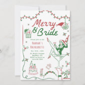 Merry And Bride Kerst Bachelorette & Reisprogramma Kaart (Voorkant)