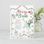 Merry And Bride Kerst Bachelorette & Reisprogramma Kaart (Staand voorkant)