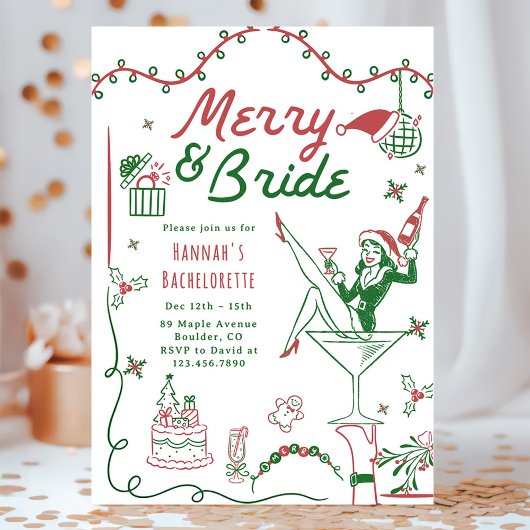 Merry And Bride Kerst Bachelorette & Reisprogramma Kaart