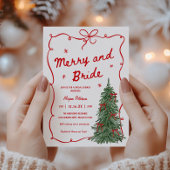 Merry and Bride Whimsical Holiday Bridal Shower Kaart