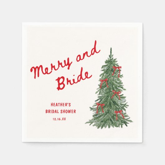 Merry and Bride Whimsical Holiday Bruidsbruiloft Servet (Voorkant)