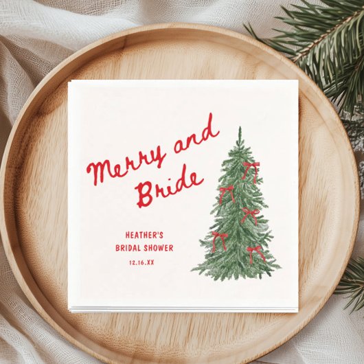 Merry and Bride Whimsical Holiday Bruidsbruiloft Servet