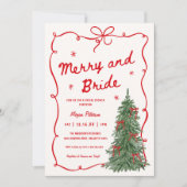 Merry and Bride Whimsical Holiday Bruidsfeest Kaart (Voorkant)