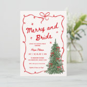 Merry and Bride Whimsical Holiday Bruidsfeest Kaart (Staand voorkant)