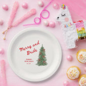 Merry and Bride Whimsical Holiday Bruidsfeest Papieren Bordje (Feest)