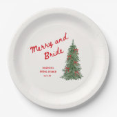 Merry and Bride Whimsical Holiday Bruidsfeest Papieren Bordje (Voorkant)