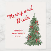 Merry and Bride Whimsical Holiday Bruidsfeest Wijn Etiket (Enkel label)