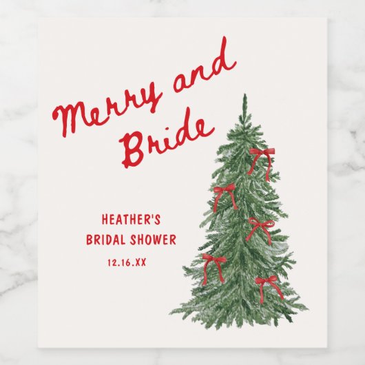 Merry and Bride Whimsical Holiday Bruidsfeest Wijn Etiket (Enkel label)