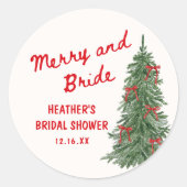 Merry and Bride Whimsical Holiday Bruidsmeisje Uit Ronde Sticker (Voorkant)
