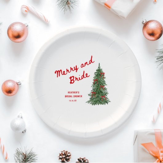 Merry and Bride Whimsical Kerst Bruiloft Feest Papieren Bordje