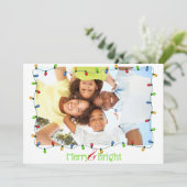 Merry and Bright 2 foto Moderne kerstverlichting Feestdagenkaart (Staand voorkant)