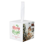 Merry and Bright 3 Family Photo Christmas Keepsake Decoratie (Voorkant hoekig)