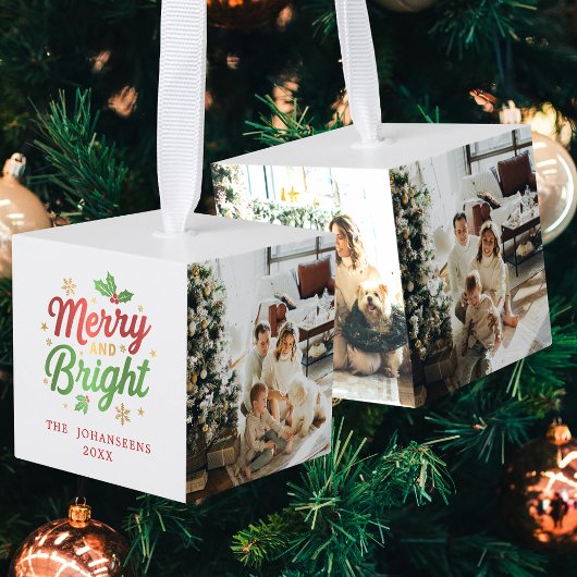 Merry and Bright 3 Family Photo Christmas Keepsake Decoratie