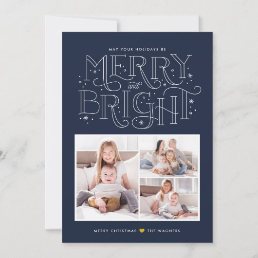 Merry and Bright 3 Foto Kaart (Voorkant)