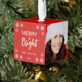 Merry and Bright 3 Foto's Sneeuwvlokken Rode Kerst Decoratie