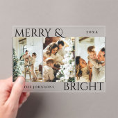 Merry and Bright 3 Photo Collage Holiday Card Acryl Uitnodigingen (Insitu (Draagbaar))