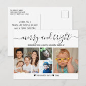 Merry And Bright 4 Foto Collage Prettig Kerstfee Feestdagenkaart (Voorkant / Achterkant)