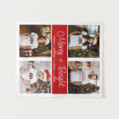 Merry and Bright 4 Foto Kerstmisfamiliewandtapijt Wandkleed (Voorkant (horizontaal))