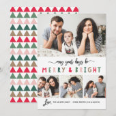 Merry and Bright 4 Foto Vakantie Kaart- Wit Feestdagenkaart (Voorkant / Achterkant)