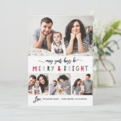 Merry and Bright 4 Foto Vakantie Kaart- Wit Feestdagenkaart (Staand voorkant)