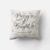 Merry and Bright Aangepaste Zilveren Kerst Goud Kussen (Achterkant)