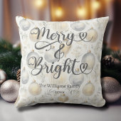 Merry and Bright Aangepaste Zilveren Kerst Goud Kussen