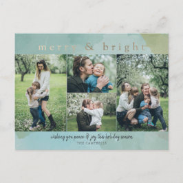 Merry and Bright Abstract Photo Collage Holiday Ca Feestdagenkaart