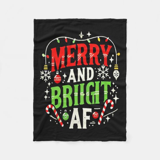 Merry and Bright AF – Grappig kerstvakantie desi Fleece Deken (Voorkant)
