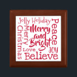 Merry and Bright Andere Merry Christmas Gezegden R Cadeaudoosje<br><div class="desc">Leuk,  feestelijk en decoratief ontwerp met 7 van uw favoriete kerst gezegden in aanpasbare rode typografie</div>
