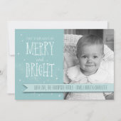 Merry and Bright Aqua Personalized Holiday Kaart (Voorkant)