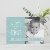 Merry and Bright Aqua Personalized Holiday Kaart (Staand voorkant)