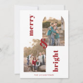 Merry and Bright Arches Red en White 2 Foto Feestdagenkaart (Voorkant)