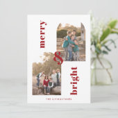 Merry and Bright Arches Red en White 2 Foto Feestdagenkaart (Staand voorkant)