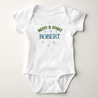Merry and Bright Baby Naam Custom Jongen Kerstmis Romper