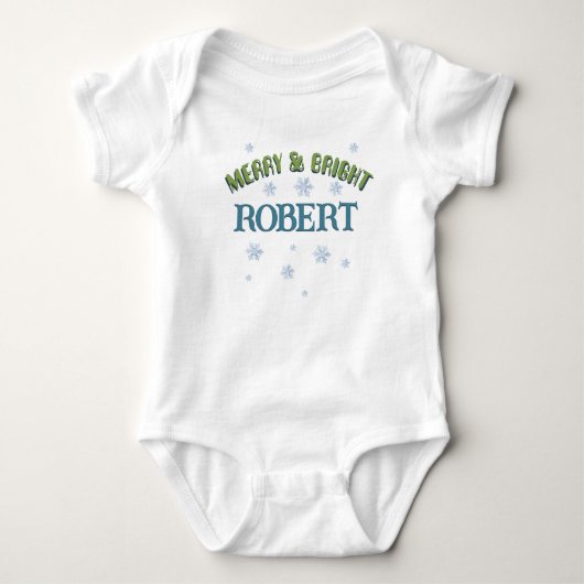 Merry and Bright Baby Naam Custom Jongen Kerstmis Romper (Voorkant)