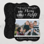 Merry and Bright Black Chandelier Holiday Feestdagenkaart (Voorkant / Achterkant)