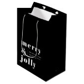 Merry and Bright Black Modern Christmas Holiday  Medium Cadeauzakje (Voorkant Gekanteld)