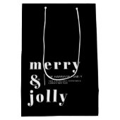 Merry and Bright Black Modern Christmas Holiday  Medium Cadeauzakje (Achterkant)