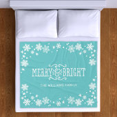 Merry and Bright Blauwgroen Blue Custom Holiday Fleece Deken