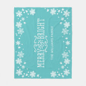 Merry and Bright Blauwgroen Blue Custom Holiday Fleece Deken (Voorkant)