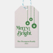 "Merry and Bright" bord roze Cadeaulabel (Voorkant)