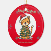 Merry and Bright cat Christmas kitten snow winter Keramisch Ornament (Links)