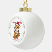 Merry and Bright cat Christmas kitten snow winter Keramische Bal Ornament (Rechts)