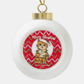 Merry and Bright cat Christmas kitten snow winter Keramische Bal Ornament (Voorkant)