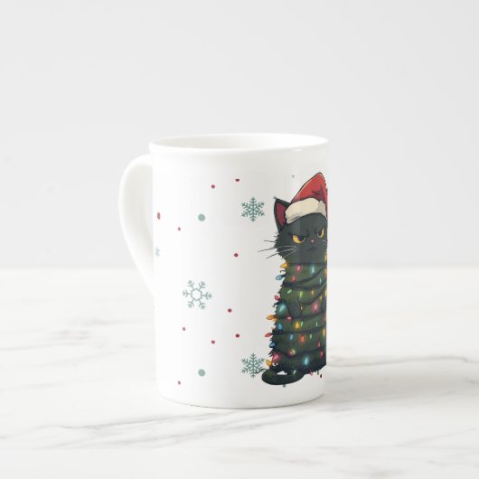 Merry and Bright cat Christmas kitten snow winter Porselein Kop (Links)