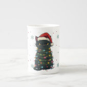 Merry and Bright cat Christmas kitten snow winter Porselein Kop (Voorkant)