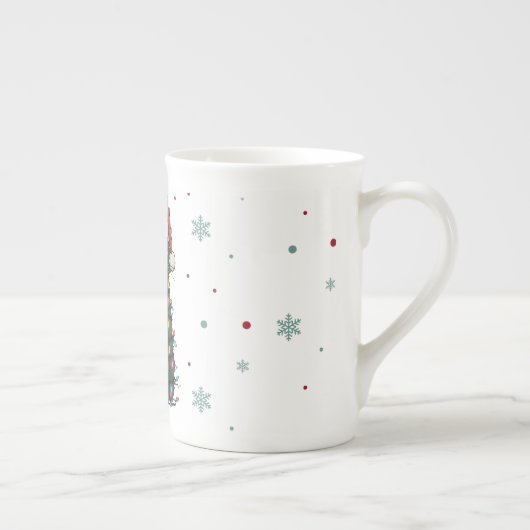 Merry and Bright cat Christmas kitten snow winter Porselein Kop (Rechts)