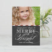 MERRY AND BRIGHT, CHALKBOARD, FOTO HOLIDAY FEESTDAGENKAART (Staand voorkant)