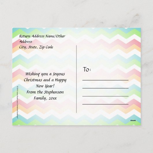 Merry and Bright Chevron Holiday | Vette kleuren Feestdagenkaart (Achterkant)